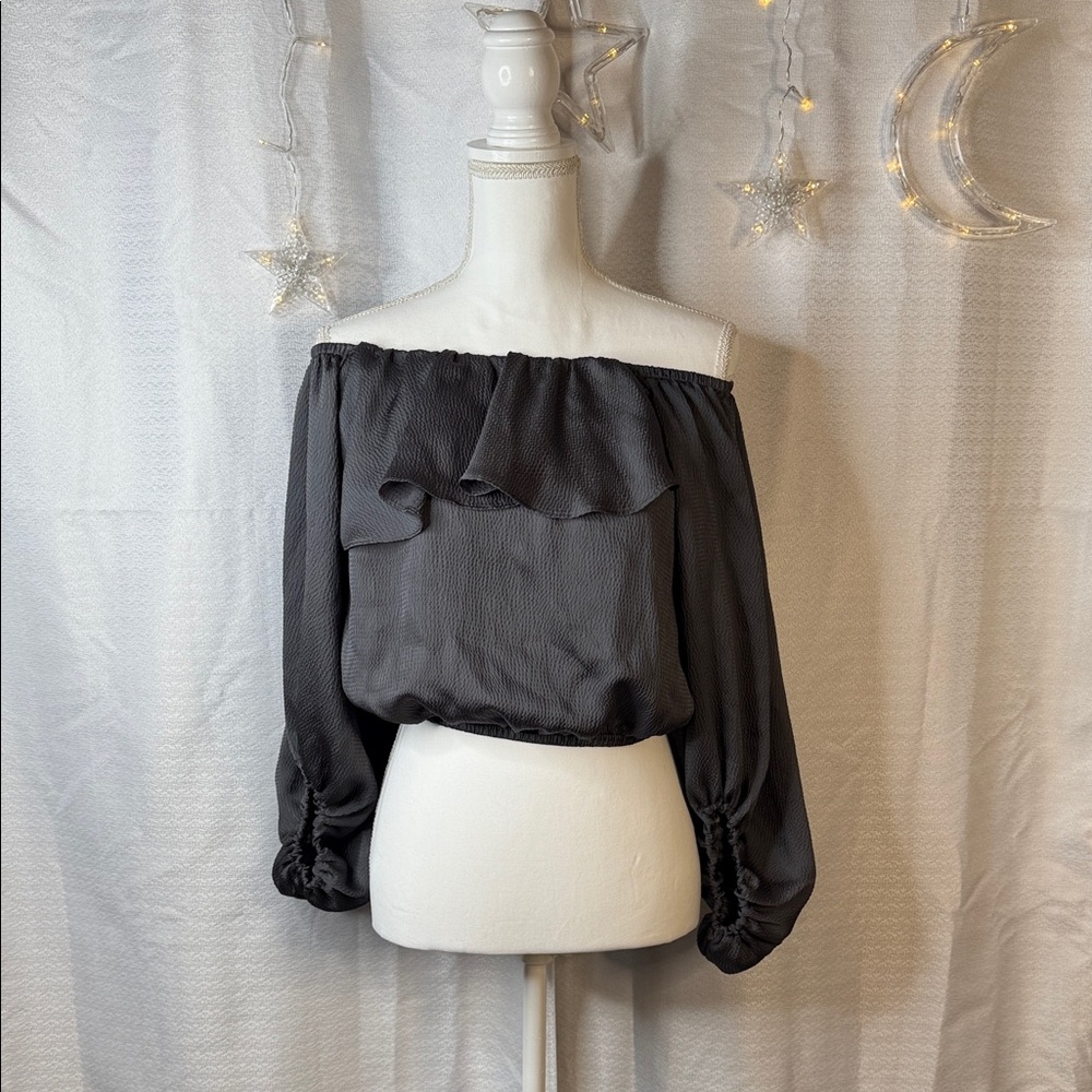 Tyche Charcoal Off-Shoulder Blouse